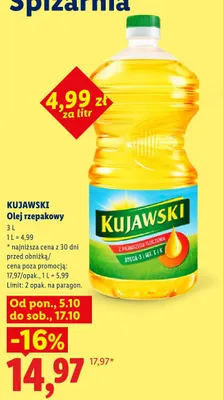 Olej rzepakowy Kujawski promocja w Lidl