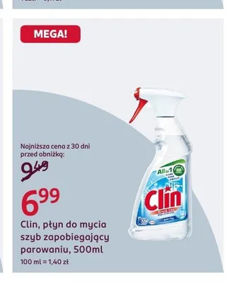 Płyn do mycia szyb zapobiegający parowaniu Clin promocja w Rossmann