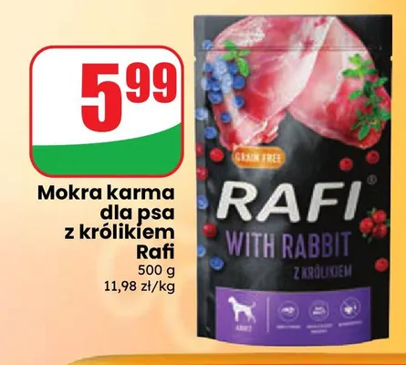Mokra karma dla psa z królikiem Rafi promocja w Dino