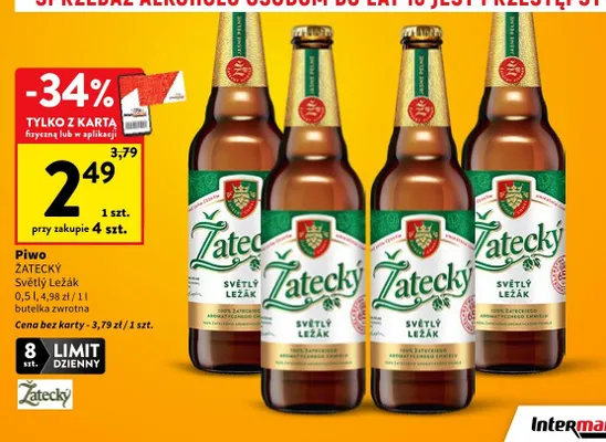 Piwo Żatecký Světlý Ležák butelka zwrotna promocja w Intermarche