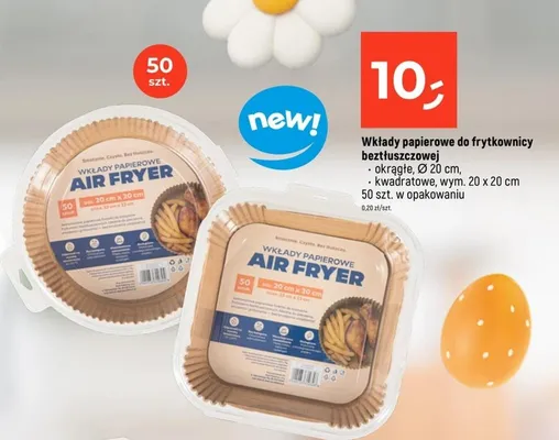 Wkłady papierowe do frytownicy beztłuszczowej kwadratowe wym. 20 x 20 cm promocja w Dealz