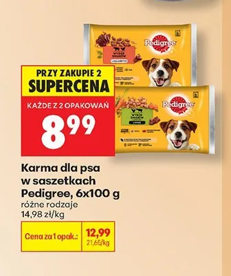 Karma dla psa w saszetkach Pedigree 6-pak 100 g promocja w Biedronka