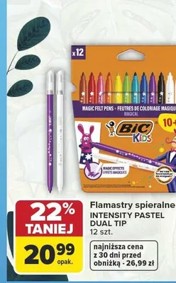 Flamastry spieralne BIC Intensity Pastel Dual Tip 12-pak promocja w Carrefour