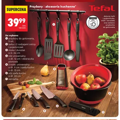 2 noże uniwersalny o dł. 9 cm i szefa kuchni o dł. 15 cm Tefal promocja w Biedronka