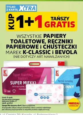 Papiery toaletowe, ręczniki papierowe i chusteczki K-Classic i Bevola promocja w Kaufland