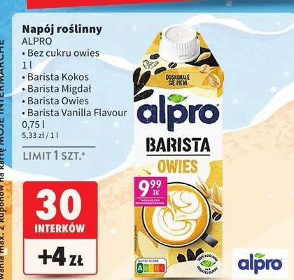 Napój roślinny Alpro Barista Migdał promocja w Intermarche