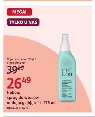 Spray do włosów nadający objętość Neboa promocja w Rossmann