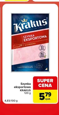 Szynka eksportowa Krakus promocja w Carrefour Market