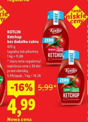 Ketchup bez dodatku cukru łagodny Kotlin promocja w Lidl
