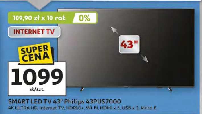 Smart LED TV 43" Philips 43PUS7000 promocja w Auchan