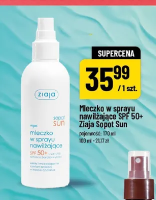 Mleczko w sprayu nawilżające SPF 50+ Ziaja Sopot Sun promocja w POLOmarket