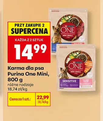 Karma dla psa Purina One Mini promocja w Biedronka
