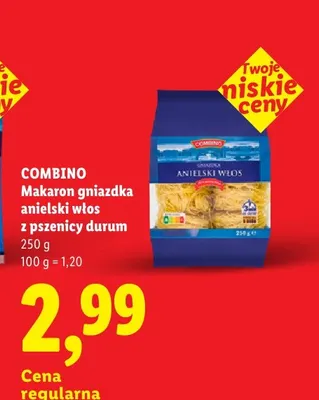 Makaron gniazdka anielski włos z pszenicy durum Combino promocja w Lidl
