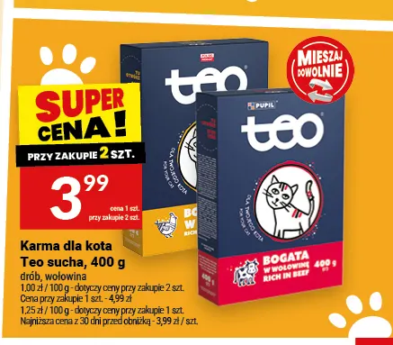 Karma dla kota Teo sucha wołowina promocja w Twój Market