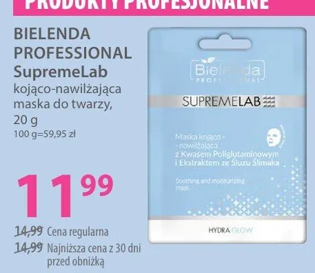 Kojąco-nawilżająca maska do twarzy Bielenda Professional SupremeLab promocja w Hebe