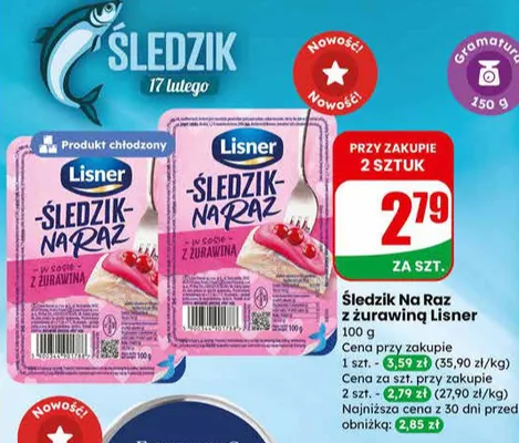 Śledzie na raz z żurawiną promocja w Dino