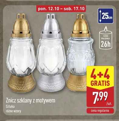 Znicz szklany z motywem promocja w Aldi