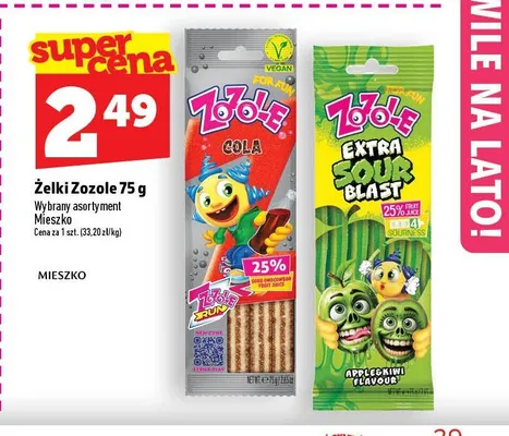 Żelki Zozole Extra Sour Blast Apple&Kiwi Flavour promocja w TOPAZ