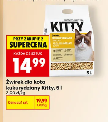 Żwirek dla kota kukurydziany Kitty promocja w Biedronka