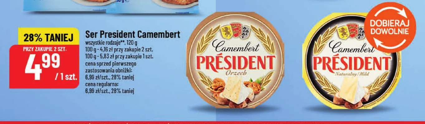 Ser President Camembert Naturalny promocja w POLOmarket