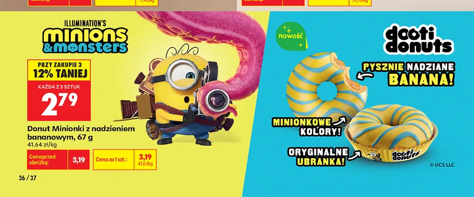 Donut Minionki z nadzieniem bananowym Dooti Donuts promocja w Biedronka