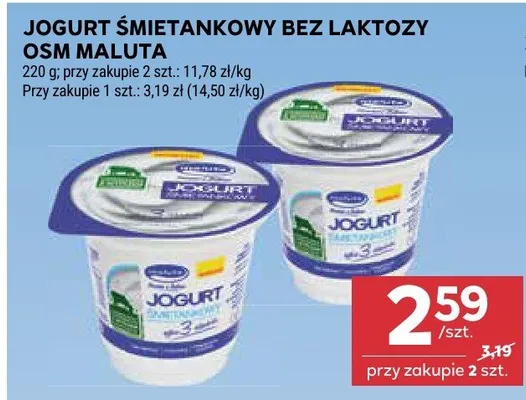 Jogurt śmietankowy bez laktozy promocja w Stokrotka