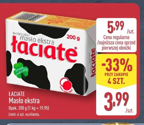 Masło ekstra Łaciate promocja w Aldi