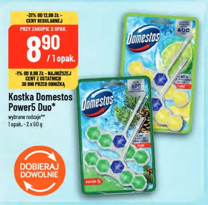 Kostka toaletowa Domestos Power5 Duo Lime 2-pak promocja w POLOmarket
