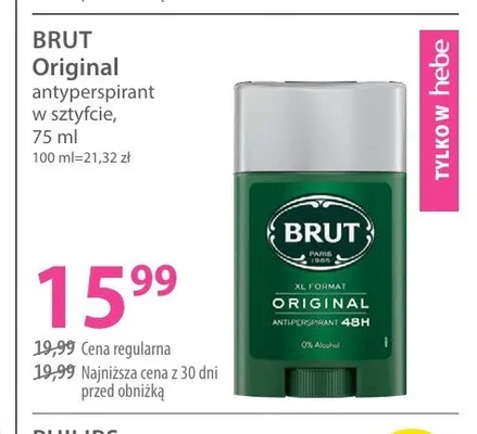 Antyperspirant w sztyfcie Brut Original promocja w Hebe