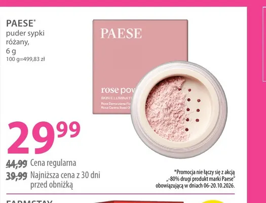 Puder sypki różany Paese promocja w Hebe
