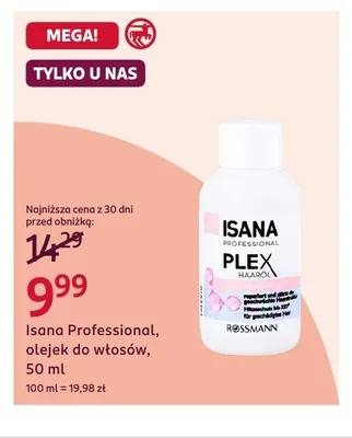 Olejek do włosów Isana Professional Plex Haaröl promocja w Rossmann
