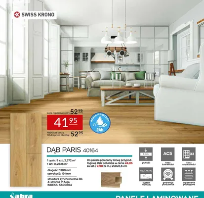 Panele laminowane dąb paris 40164 promocja w Abra Meble