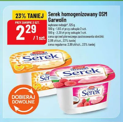 Serek homogenizowany malinowy OSM Garwolin promocja w POLOmarket