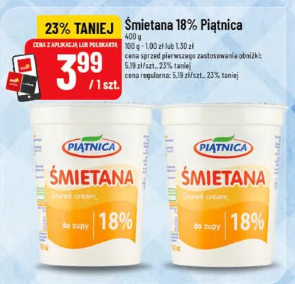 Śmietana 18% Piątnica promocja w POLOmarket