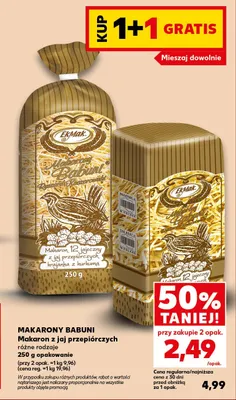 Makaron z jaj przepiórczych krajanka z kurkumą Makarony Babuni promocja w Kaufland