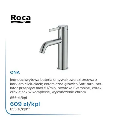 Bateria umywalkowa sztorcowa Roca Ona chrom promocja w Blu Salony Łazienek