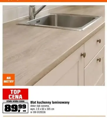 Blat kuchenny laminowany dekor dąb sonoma promocja w OBI