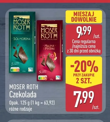 Czekolada Sól Morska Moser Roth promocja w Aldi