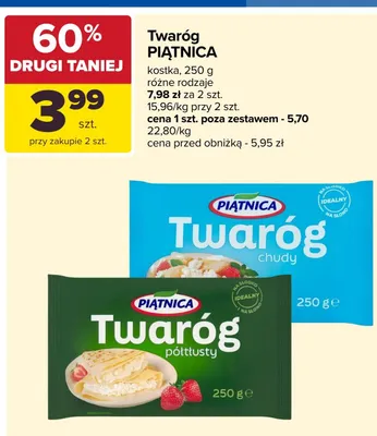 Twaróg półtłusty Piątnica promocja w Carrefour