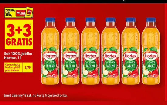 Sok jabłko Hortex 100% promocja w Biedronka