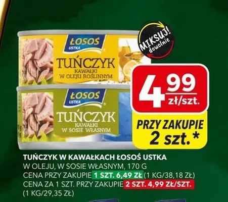 Tuńczyk kawałki w oleju, w sosie własnym promocja w Top Market
