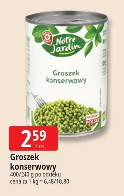 Groszek konserwowy Notre Jardin promocja w Leclerc