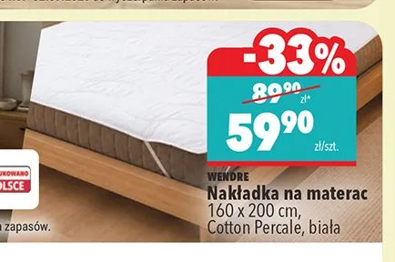Nakładka na materac Wendre Cotton Percale 160x200 cm promocja w Biedronka