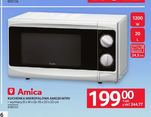Kuchenka mikrofalowa AMG20 M70V Amica promocja w Selgros