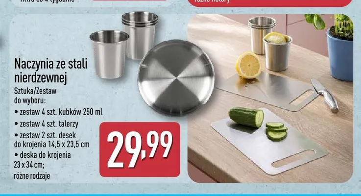 Naczynia ze stali nierdzewnej deski do krojenia 14,5x23,5 cm 2-pak Aldi promocja w Aldi