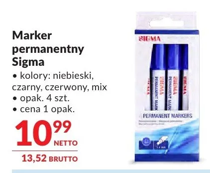 Marker permanentny Sigma niebieski, czarny, czerwony, mix promocja w Makro