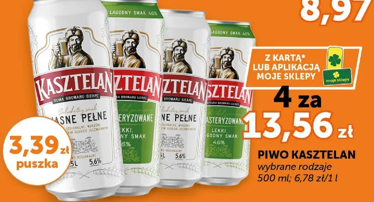 Piwo Kasztelan wybrane rodzaje promocja w ABC