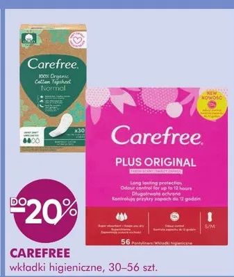 Wkładki higieniczne carefree plus original promocja w Super-Pharm