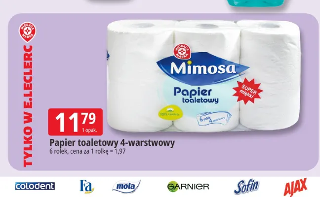Papier toaletowy 4-warstwowy Mimosa promocja w Leclerc