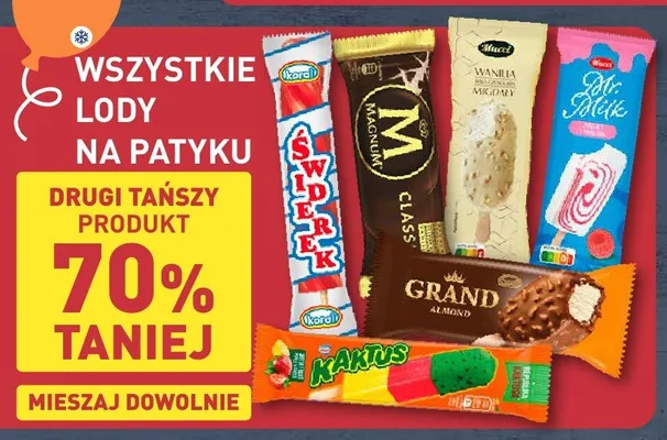 Lody na patyku Koral Świderek promocja w Aldi